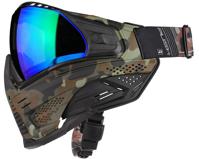 Push Unite Paintball Mask - Flecktarn w/ Chrome Green Lens