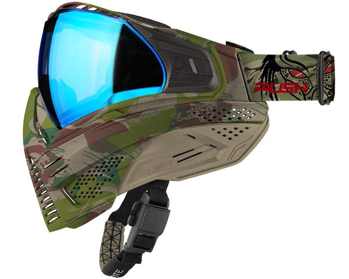 Push Unite Paintball Mask - Predator Camo w/ Chrome Blue Lens