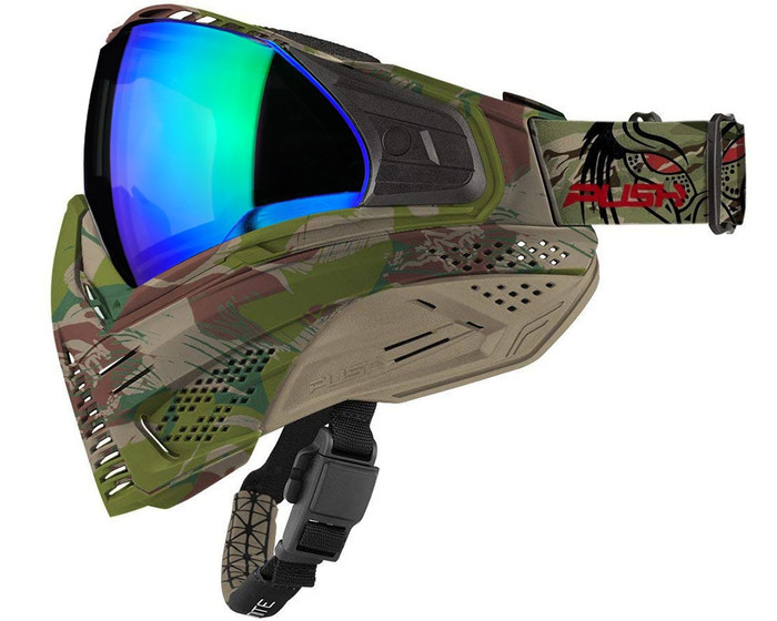 Push Unite Paintball Mask - Predator Camo w/ Chrome Green Lens