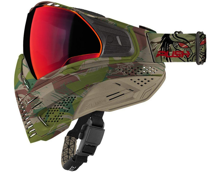 Push Unite Paintball Mask - Predator Camo w/ Chrome Red Lens