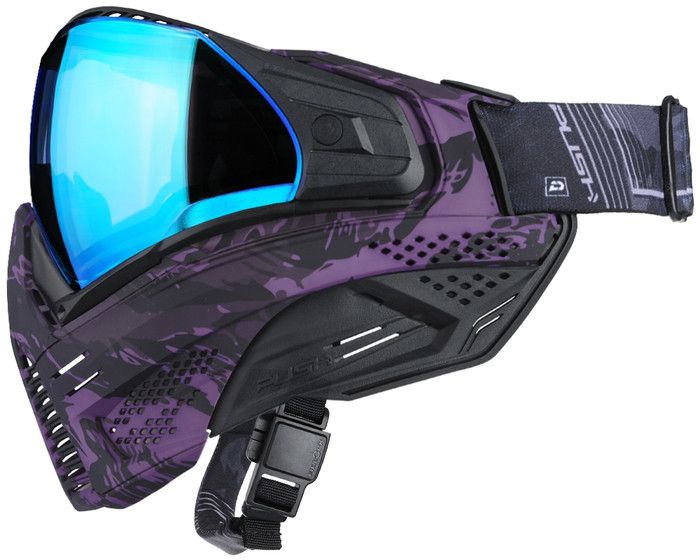 Push Unite Paintball Mask - Purple Haze Camo w/ Chrome Blue Lens