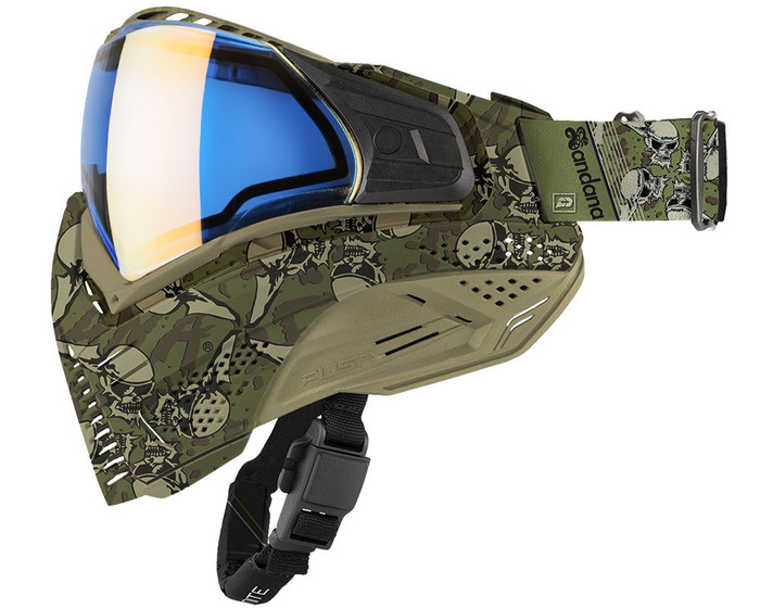 Push Unite Paintball Mask - Sandana Olive w/ Aqua Gold Lens