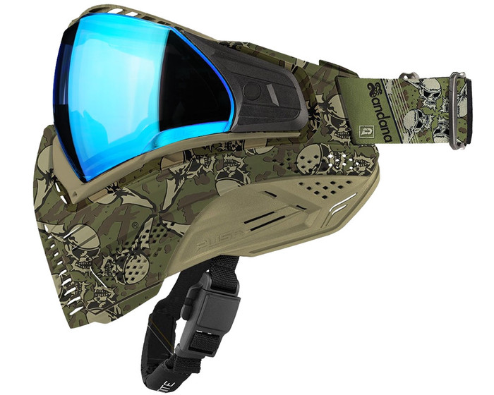 Push Unite Paintball Mask - Sandana Olive w/ Chrome Blue Lens