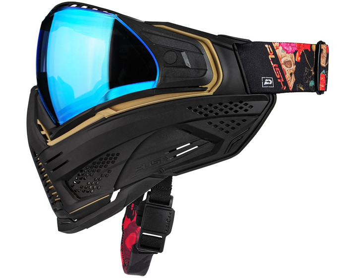 Push Unite Paintball Mask - Tropical Gold Rush w/ Chrome Blue Lens