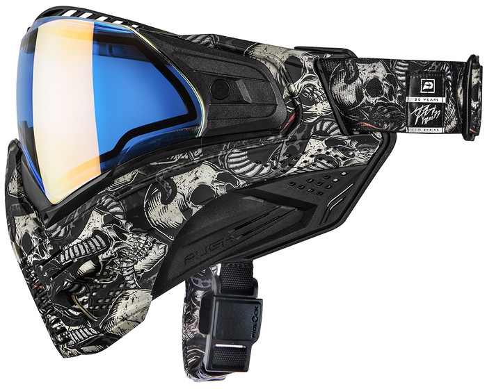 Push Unite Paintball Mask - Thomas Taylor LE Troll, Snake & Skulls w/ Aqua Gold Lens