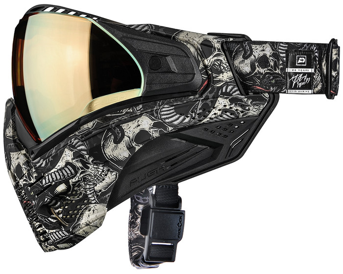 Push Unite Paintball Mask - Thomas Taylor LE Troll, Snake & Skulls w/ Chrome Gold Lens