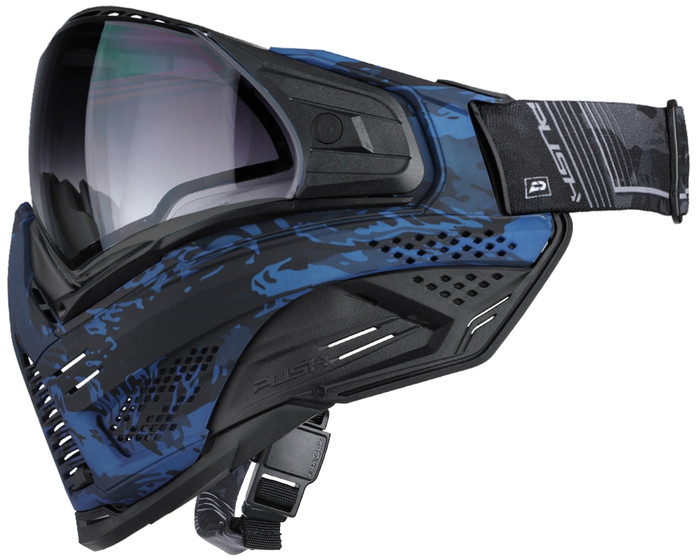 Push Unite XL Paintball Mask - Blue Sapphire Camo w/ Gradient Clear Lens