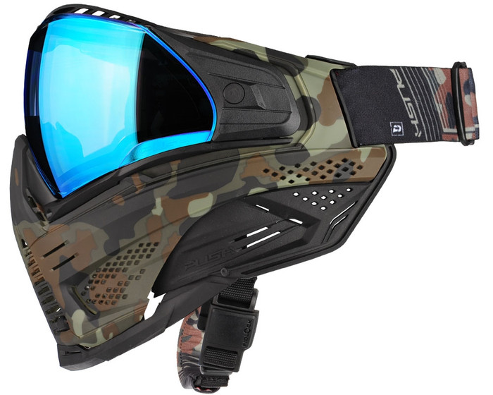 Push Unite XL Paintball Mask - Flecktarn w/ Chrome Blue Lens