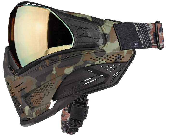 Push Unite XL Paintball Mask - Flecktarn w/ Chrome Gold Lens