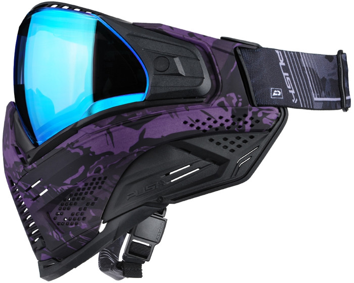 Push Unite XL Paintball Mask - Purple Haze Camo w/ Chrome Blue Lens