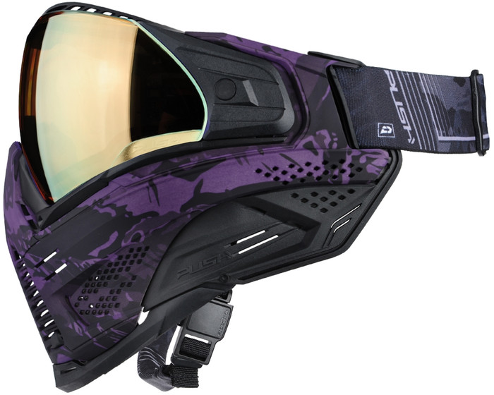 Push Unite XL Paintball Mask - Purple Haze Camo w/ Chrome Gold Lens