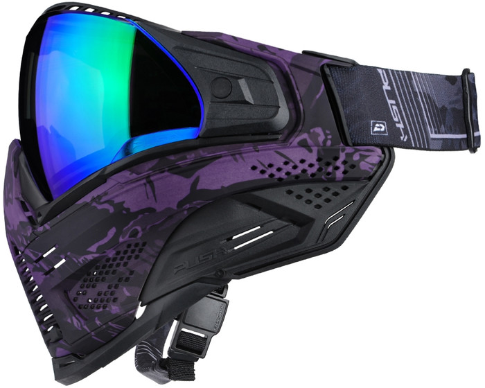 Push Unite XL Paintball Mask - Purple Haze Camo w/ Chrome Green Lens