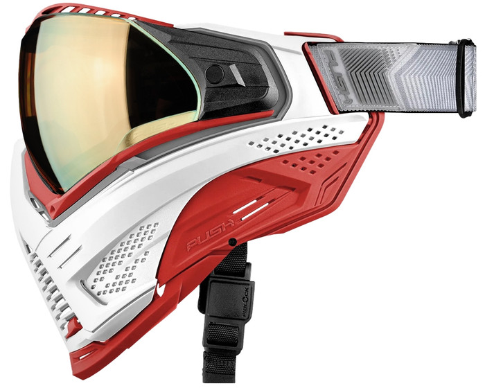 Push Unite XL Paintball Mask - White Walker Red w/ Chrome Gold Lens