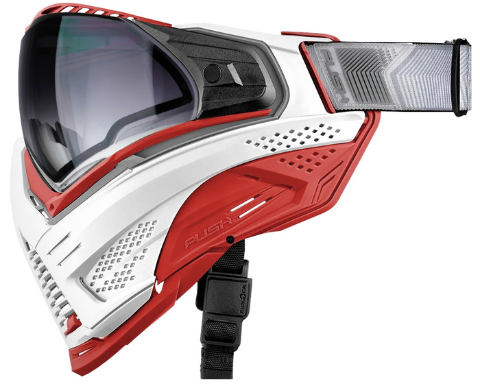 Push Unite XL Paintball Mask - White Walker Red w/ Gradient Clear Lens