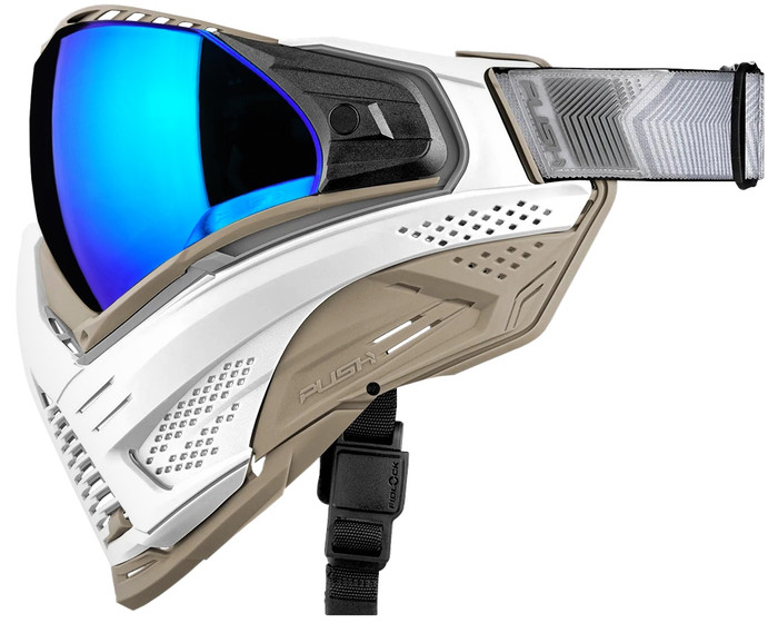 Push Unite XL Paintball Mask - White Walker Tan w/ Chrome Purple Lens