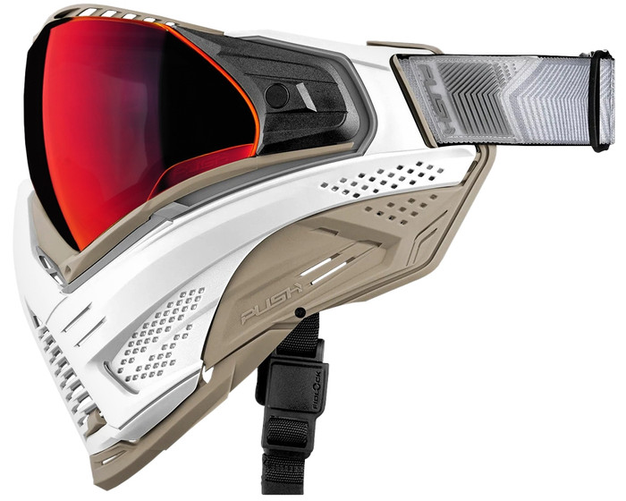 Push Unite XL Paintball Mask - White Walker Tan w/ Chrome Red Lens