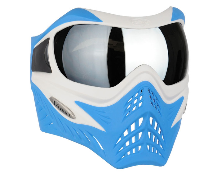 V-Force Grill Mask - SE White/Blue w/ Mirror Silver Lens