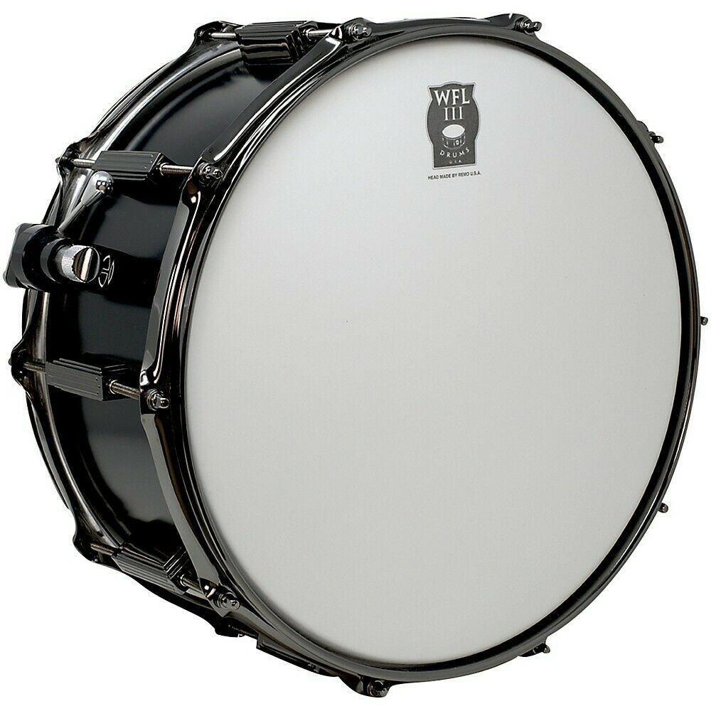 WFL III USA 6.5&Prime; x 14&Prime; Brass Snare - Matte Black, Black Nickel Hardware