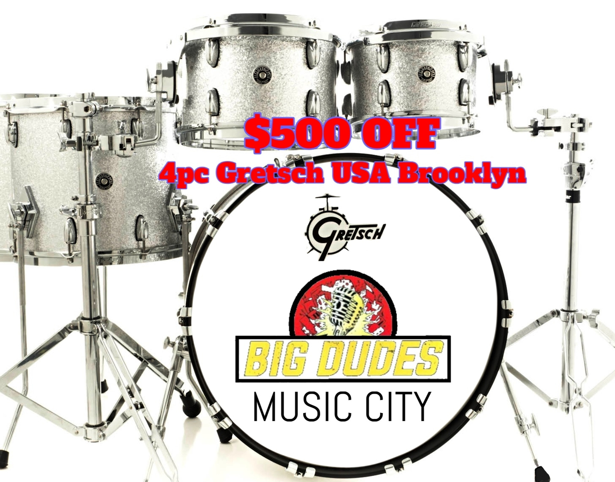 Gretsch USA 4pc Brooklyn Drum Set - Silver Sparkle (GB-E8246SP)