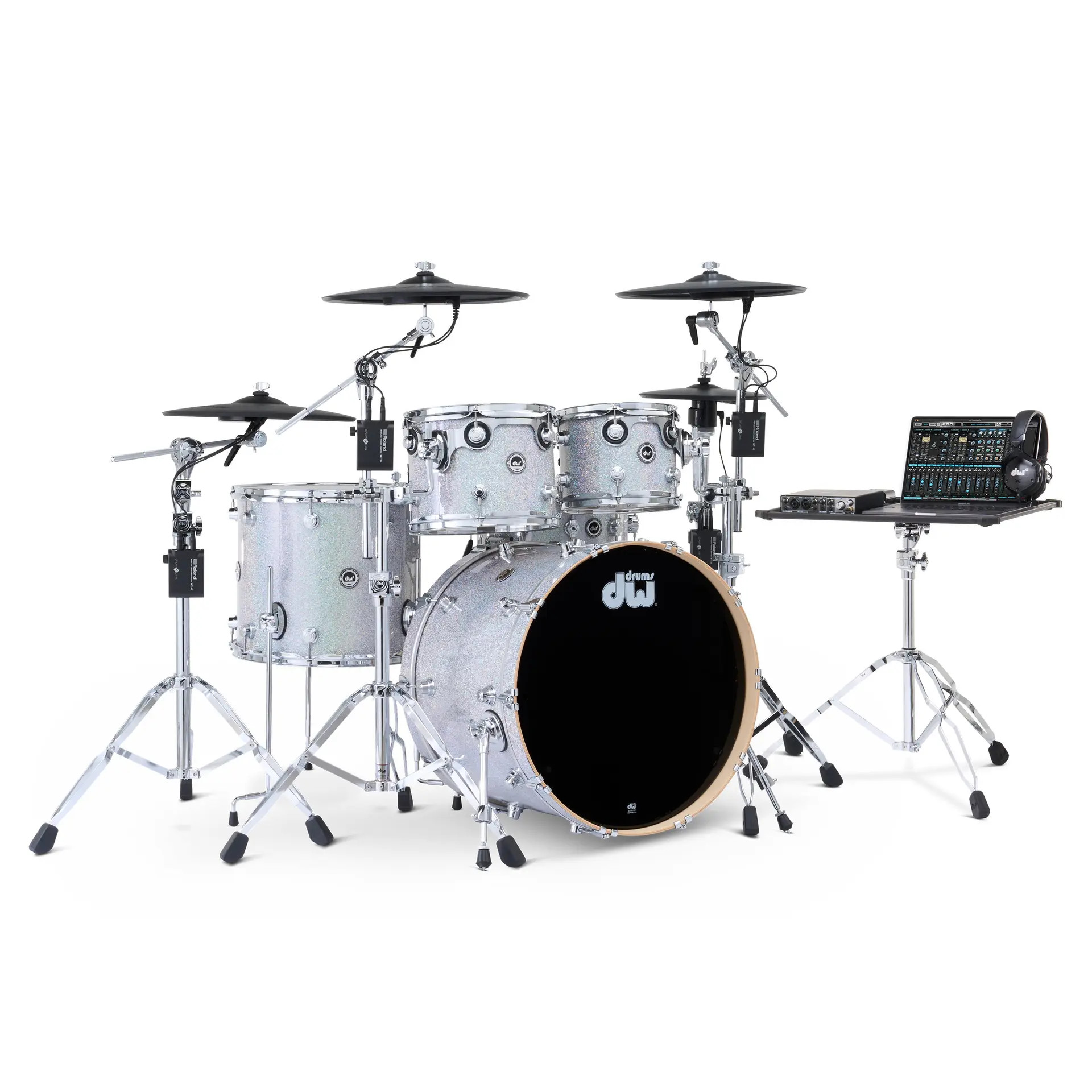 DWe Electronic / Acoustic 5pc Drum Set w/ Cymbal & Hardware Pack