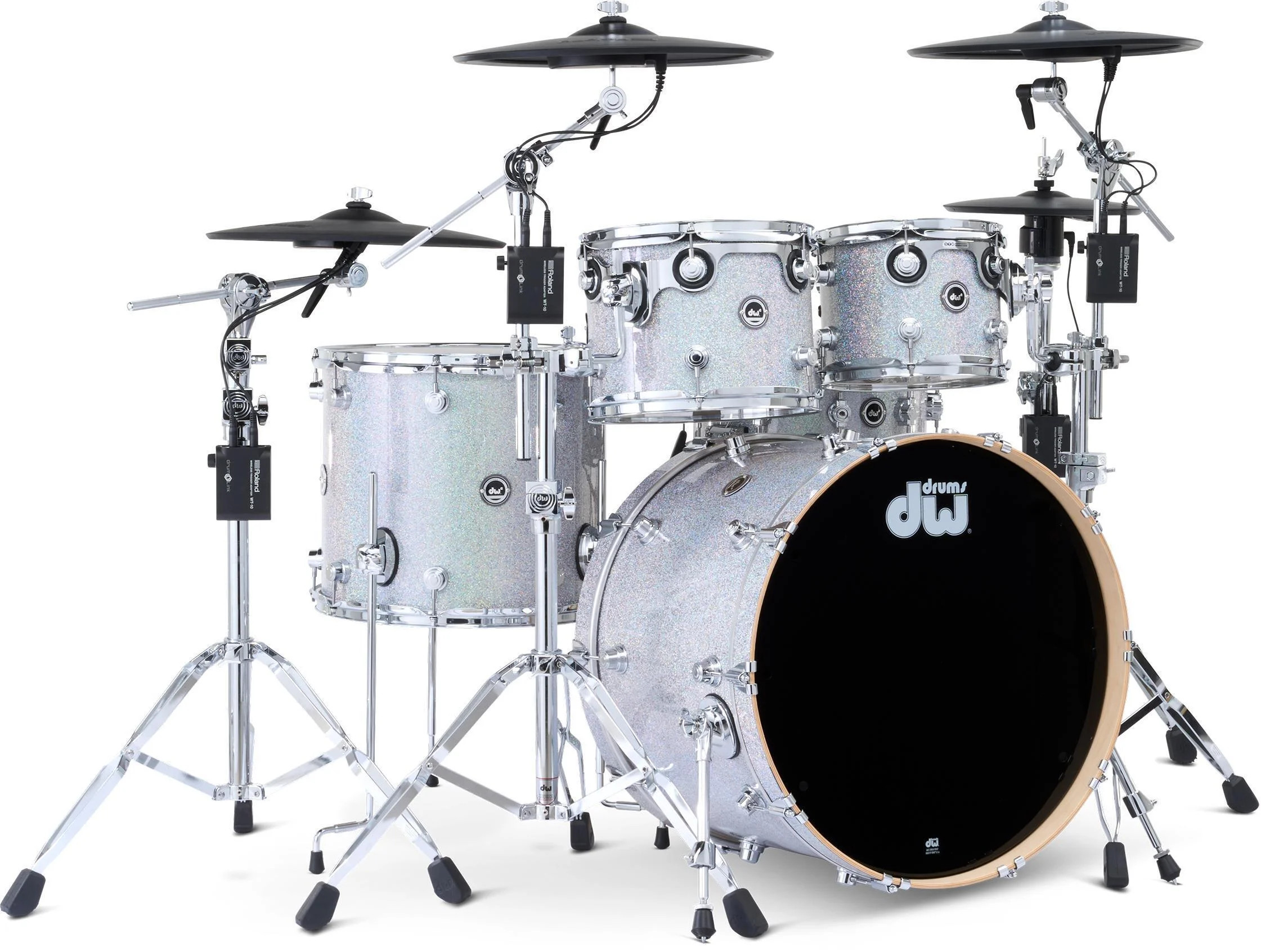 DWe Electronic / Acoustic 5pc Drum Set w/ Cymbal & Hardware Pack