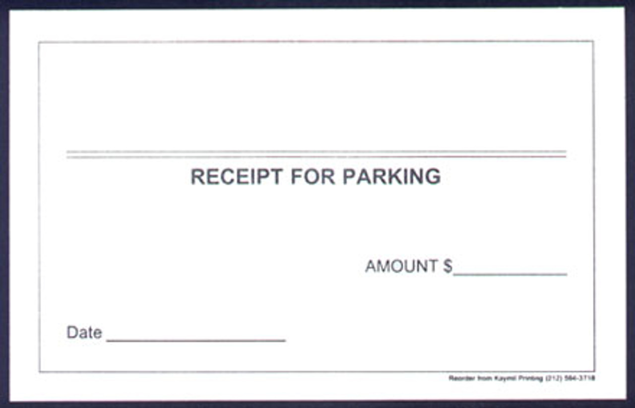 Parking Receipt 5 1/2" x 3 1/2" Printed 100 sheets per pad