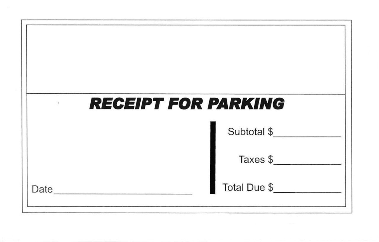 Parking Receipt 4 1/4" x 2 3/4" Printed 100 sheets per pad