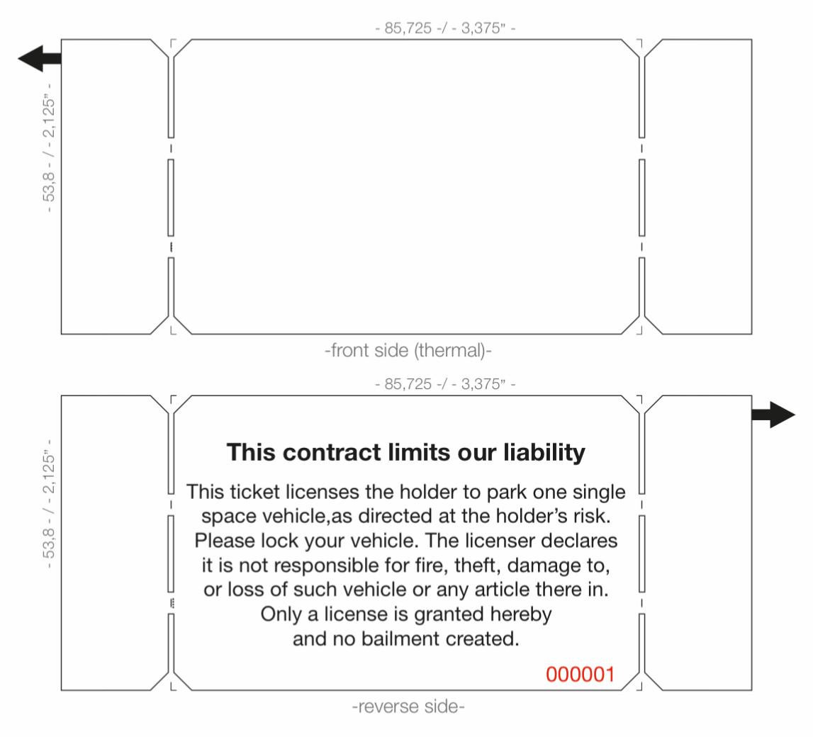 Caymil Ticket Company Data Park Tickets (barcode use) $18.00 per thousand 20,000 Qty 