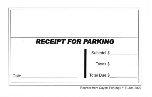  Parking Receipt 4 1/4" x 2 3/4" Printed 100 sheets per pad 