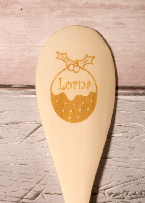 Personalised Christmas wooden spoon - Christmas Pudding