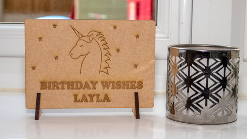 Birthday Unicorn Wooden Postcard