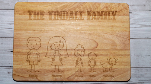 Personalised Family Figure Chopping Board