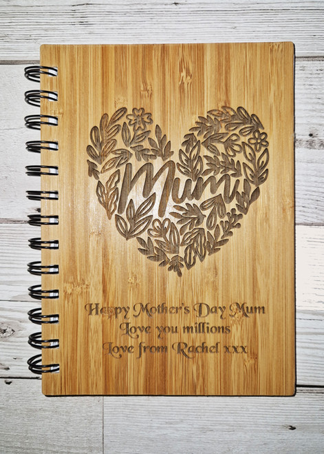 Personalised Mum A5 Notebook Bamboo Cover