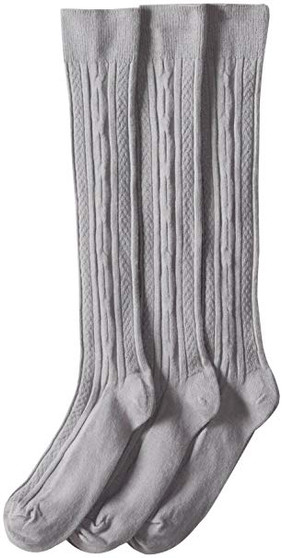 Knee High Socks 12- 6 Grey Cable 4 Pack