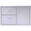 Sunstone Signature Series 36-Inch Stainless Steel Beveled Frame Double Access Drawer and Door Combo