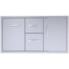 Sunstone Signature Series 36-Inch Stainless Steel Beveled Frame Double Access Drawer and Double Door Combo