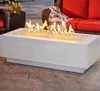 Cove 54-in Rectangular GFRC Concrete Natural Gas (Ships Propane w/ Conversion Kit) Fire Pit in White By The Outdoor GreatRoom Company