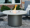 Beacon 48 Inch Round Powder Coated Steel Natural Gas Fire Pit Table in White by The Outdoor GreatRoom Company