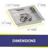 American Fire Products 12" Stainless Steel Square Drop In Pan With 6" Fire Ring -  SS-SQP-12-ASBL