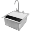 Premium 21-Inch Outdoor Rated Stainless Steel Drop In Sink With Hot/Cold Faucet - BBQ-260-SINK-21