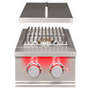 TrueFlame 24,000 BTU Built-In Natural Gas Double Side Burner with LED Lighting & Stainless Steel Lid - TFSB2