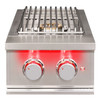 TrueFlame 24,000 BTU Built-In Natural Gas Double Side Burner with LED Lighting & Stainless Steel Lid - TFSB2