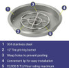 American Fire Products 19" Stainless Steel Round Drop-In Pan With 12" Ring Burner - SS-RSP-19-ASBL
