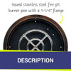 American Fire Products 19” Round Oil Rubbed Bronze Drop-In Pan with 12” Ring Burner - OB-RSP-19-ASBL