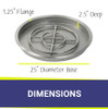 American Fire Products 25" Stainless Steel Round Drop-In Pan With 18" Ring Burner - SS-RSP-25-ASBL
