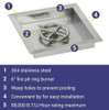 American Fire Products 18" Stainless Steel Square Drop In Pan With 12" Fire Ring - SS-SQP-18-ASBL