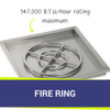 American Fire Products 24" Stainless Steel Square Drop In Pan With 18" Fire Ring - SS-SQP-24-ASBL