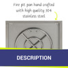 American Fire Products 24" Stainless Steel Square Drop In Pan With 18" Fire Ring - SS-SQP-24-ASBL