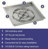 American Fire Products 24" Stainless Steel Square Drop In Pan With 18" Fire Ring - SS-SQP-24-ASBL