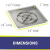 American Fire Products 24" Stainless Steel Square Drop In Pan With 18" Fire Ring - SS-SQP-24-ASBL